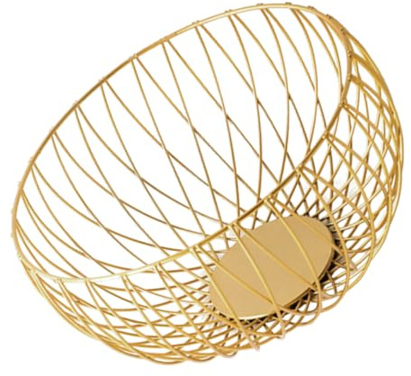 Elegant Gold Fruit Basket Metal Wire Egg Basket Gathering Basket for Snacks