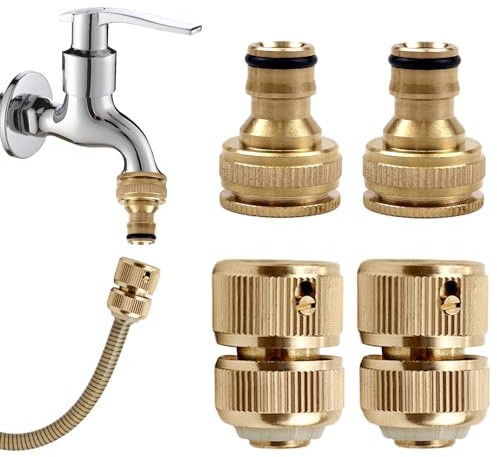 SI SEN Adaptador Manguera, 4 piezas/juego de Adaptadores de Conexión de Agua, Adaptador Grifo Manguera de 1/2 pulgadas, adaptador 2 en 1 (mangueras de 1/2 y 3/4), para reparación y