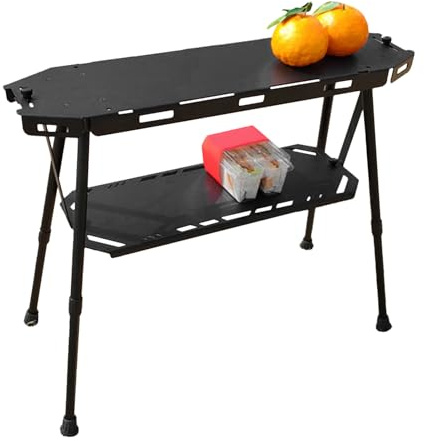 Table de Camping Pliable – Support de Rangement Portable en d'aluminium | Étagère de Camping compacte, Station de Cuisson Pliable Fine pour la Maison, la Cuisine et l'extérieur