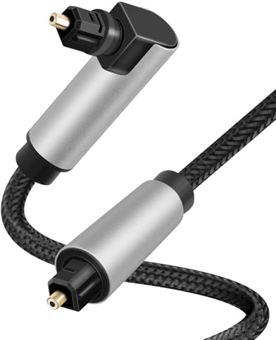 GELRHONR Câble audio optique à 90 degrés, câble optique Toslink à, cordon à fibre optique numérique pour barre de son, télévision, console de jeux (3M/9.84FT)