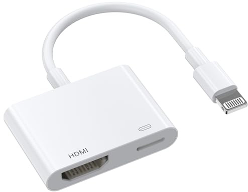 Adaptador Lightning a HDMI, convertidor de pantalla de sincronización de video y audio 1080P, con puerto de carga para iPhone 14, 13, 12, 11, XS, XR, X, 8, 7, iPad a TV HD, monitor, proyector, color