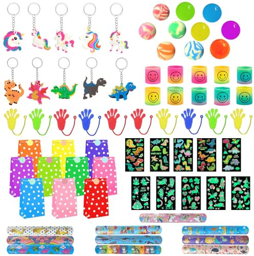 Kindergeburtstag Mitgebsel Set,82 Stück Geburtstagstüten Mitgebsel Kinder | Dino Einhorn Geburtstagsdeko,Partyspielzeuge,Kindergeburtstag Gastgeschenke Mitgebsel Set