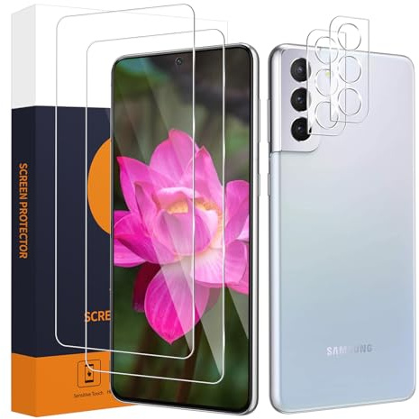 Cable Leader Schutzfolie für Panzerglas für Samsung Galaxy S21 FE 5G Displayfolie, 2,5D Kante, 9H Härte Kratzfest, Sensitive Touch, HD Keine Blasen S21 FE Displayschutzfolie+Kameraschutz(2+2 Stück)