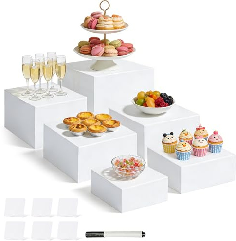 CRROEL 6 Stück Tortenständer, Acryl Buffet Ständer, 5in+6in+6.8in+7in+7.5in+8in Dessertständer, Wiederverwendbar Display Organizer,für Getränke/Torte bei Hochzeiten/Party-Dekoration/Buffet
