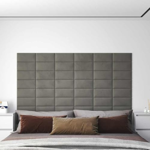 Paneele Wand Wandpaneele Wohnzimmer,Wandpaneele 12 Stk. Hellgrau 30x15 cm Samt 0,54 m²,Zimmer Deko für Küche, Balkon, Schlafzimmer, Wohnzimmer