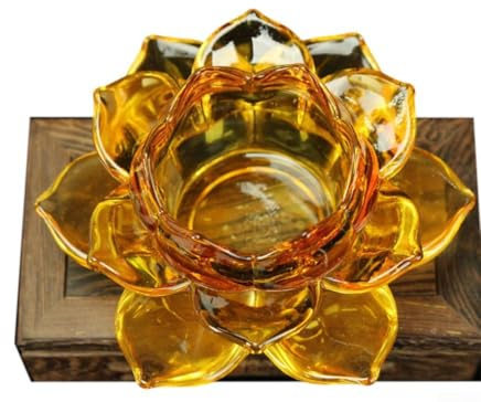 Rackumic Porte-bougie lotus flottant en verre pour bougies chauffe-plat, design coupe-vent pour rituels spirituels, décoration de festival, centre de table