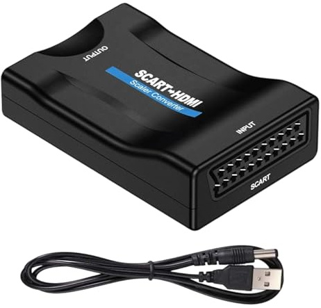 afhgdjr Scart Auf HDMI Adapter Scart auf HDMI Fernseher,Sie Den Analogen Eingang in Einen 720p/1080p Video Audio für Projektor,Monitor,HDTV, STB,VHS,Xbox,PS3,Sky,Blu-ray,DVD,Wii