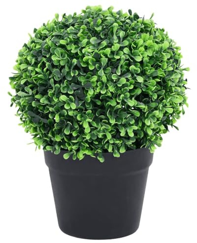 Generico Piante di Bosso Artificiale 2 pz a Sfera con Vaso Verde 37 cm,Flora Artificiale,336518