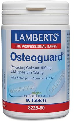 Lamberts Osteoguard | Calcio, Magnesio, Vitaminas D3 y K1 con Boro | Salud Ósea | 90 Tabletas | Calidad Farmacéutica GMP