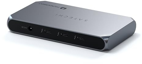 SATECHI Thunderbolt 4 Slim Hub Pro 5-in-1 Dockingstation, PD 96W, 8K- oder Dual 4K Display, 4X Thunderbolt 4 Anschlüsse, 1x USB 3.2 Anschluss – Für MacBook Air & Pro, Windows und mehr