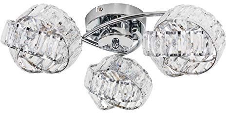 MiniSun | Modern 3 Way Chrome and Clear Acrylic Jewel Intertwined Rings Design Ceiling Light | Pendant Lights, Home Décor & Improvement Essential | Includes 3W LED G9 Light Bulb