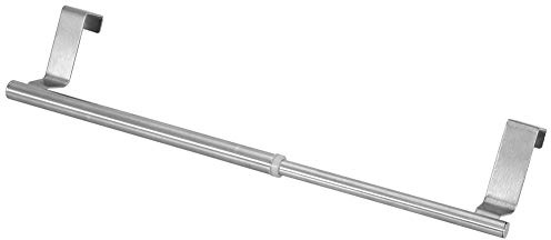 Towel Rack Stainless Steel Retractable Bath Double and Single Bar Towel Shelf Holder for Bedroom Bathroom Kitchen Living room(1#) | Over Door Hanging Holder, 8.5in to 13.4in Adjustable Bar, Anti Skid Cushion Grip, Bathroom Kitchen Bedroom Study Living Room