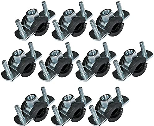 AERZETIX - Set di 10 - Fascette isofonico - supporto di fissaggio con guarnizione - per tubo Ø1/4'' 12-16mm - DIN EN 10111 - in acciaio zincato - da avvitare М8 - C49897