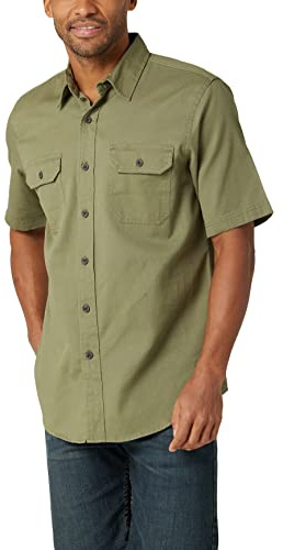 Wrangler Authentics Camisa clásica de Manga Corta para Hombre, Olivin., L