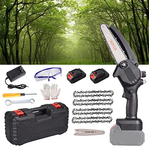 LLYLAY Mini Chainsaw,24V 6 Inch mini chainsaw cordless, electric chainsaw,handheld mini chainsaw for cutting Pruning and Gardening and one-hand chainsaw (Color : Black)