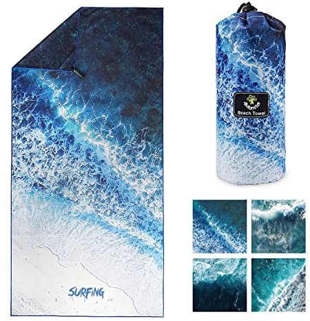 4Monster Mikrofaser Strandtuch Ultra Leicht, Sandabweisendes Handtuch Schnelltrocknend, Saugfähiges Sporthandtuch für Strand Pool Wassersport Yoga Fitness