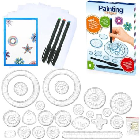 Set Spirale,Spirograph per Bambini,Spirografo Deluxe,Kit Righello Disegno Ingranaggi,Strumento Disegno Spirale Righello Geometrico Kit,Spiral Art Set,Gioco Creativo Mandala per 8 anni ragazze ragazzi