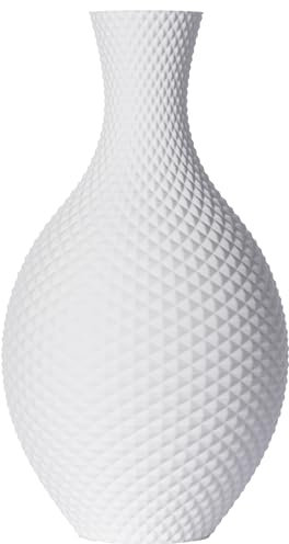 3D Vase Blumenvase/Dekovase Shiva 30 cm für Schnitt-/ Trockenblumen | nachhaltig | wasserdicht (Weiß)