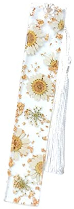 XINGNIAO Gänseblümchen-Epoxid-Lesezeichen Getrocknete Blumen-Harz Gepresste Blumen-Lesezeichen Transparentes Blumengetrocknete Blumen-Seitenmarkierungs-Acryl-Lesezeichen weißes Gänseblümchen,One Size