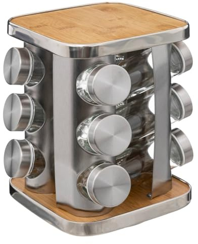 Five Gewürzregal, 12 Stück, Rota Edelstahl + Bambus, Beige