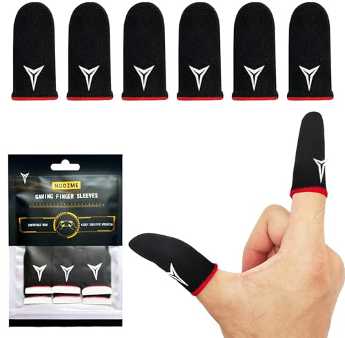 6 Pack Handy Gaming Fingerhülsen, Nuozme Fingerhüllen Kompatibel mit Allen Touchscreen-Geräten, 0,15 mm Supraleitende Nanofasern, Glatte Haptik, Anti-Schweiß, Extrem Dünn, Roter Rand | Kompatibel mit allen Touchscreen-Geräten, 0,15 mm supraleitende Nanofasern, glatte Haptik, schweißabweisend, extrem dünn