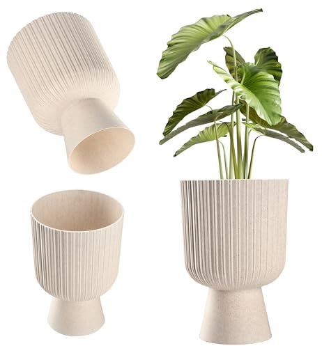 KADAX Blumentopf in Kelchform, Pflanztopf aus Kunststoff in 2 Größen, Pflanzgefäß in 5 Farben für Balkon, Terrasse, Fensterbrett, Pokal Pflanzschale, Übertopf (18cm, Weiß)