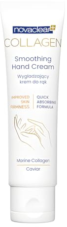 Novaclear Collagen Smoothing Hand Cream – Anti-Aging Hand Moisturizer with Marine Collagen, Caviar Extract & Vitamin E – SPF 10 UV Protection – Fast Absorbing – 50 ML