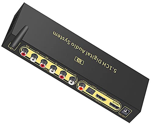 5.1CH o Convertisseur Décodeur DTS HD Dolby Atmos U-Disk HDMI Bluetooth 5.0 Fibre Optique ARC Câble Coaxial Compatible avec Lecteur Blu-ray PS Ordinateur Set-Top Box et Autres Périphériques Source