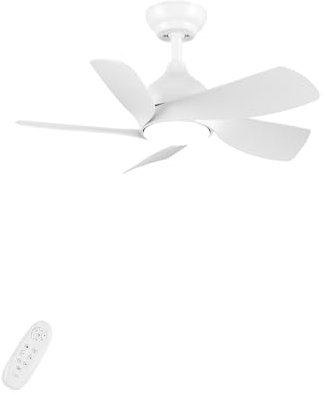 CJOY 30'' Fans Lights Ceiling for Bedroom, White Ceiling Fans with Lights, Small Ceiling Fan Dimmable, Memory 3 CCT, 6 Speeds, Sleep Mode, Timer, 5 Blades Quiet Reversible DC Fan for Bedroom/Kids Room