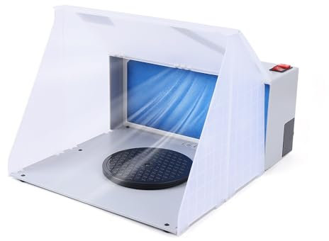 Begoniape 25W Airbrush Zubehör Faltbar Spritzkabinenschlauch-Kit Absauganlage Farbe Filter Farbnebel mit Aufrollbare Kordel Stummschalten 3m³/min