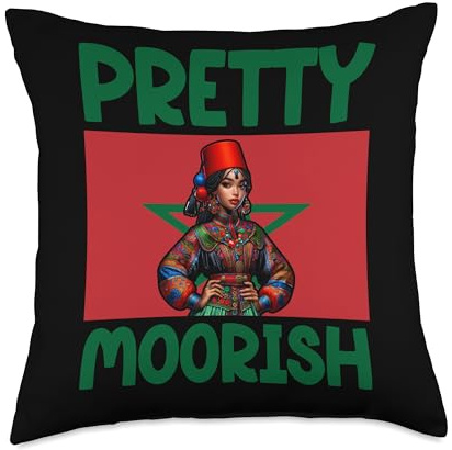 Moor Moorish American Moroccan Red Hat Moslem Moorish Girl Throw Pillow