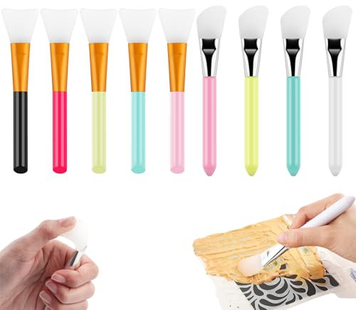 OTCRAFT Set di 10 pennelli in silicone, spatola, pennelli per materiali misti; set di pennelli riutilizzabili in resina epossidica per spargere la pittura fai da te, miscelazione e diffusione su