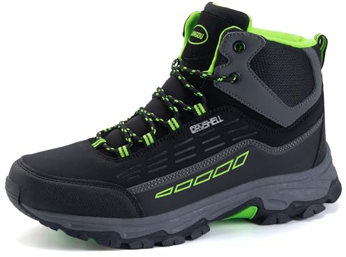 LANGDU Scarpe da Trekking Uomo Donna Escursionismo Sportive Traspiranti Passeggiate Sneaker Taglie 37-46(Nero-verde 5, 40)