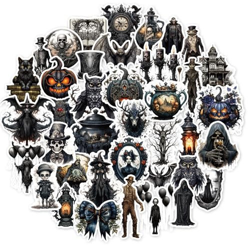 100 Pcs Halloween Goth Stickers Retro Horriblr Skull