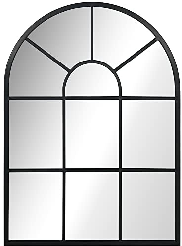HOMCOM Wandspiegel Fenster Spiegel mit Metallrahmen, 70 x 50 cm Schwarz | Dekorativer Hängespiegel, Flurspiegel, für Schlafzimmer, Wohnzimmmer
