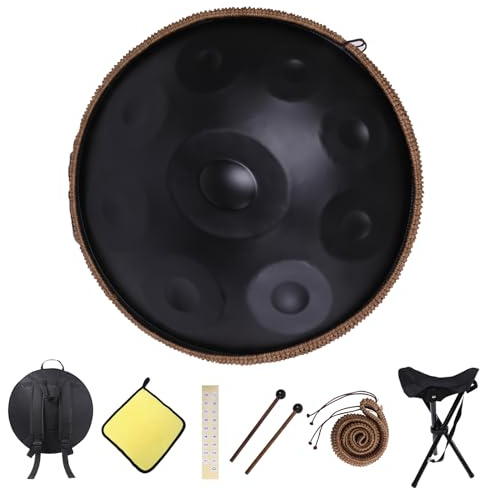 Kurd Handpan 22 D Minor - 9 Note Handpan Drum for Professional Performance, 440Hz Sound, Includes Cloth, Bracket