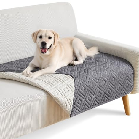 The Fellie Manta impermeable para perro, funda suave para cama o sofá, manta antideslizante lavable para perros, gatos, manta resistente a los arañazos para muebles de sofá (gris, 100 x 127 cm)