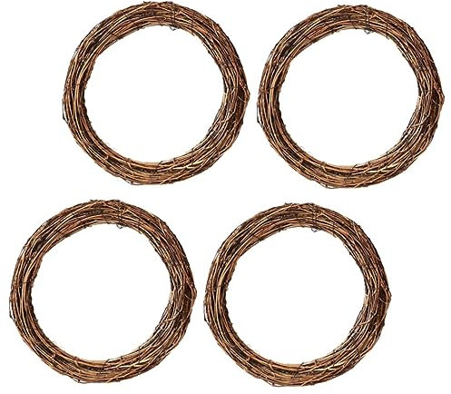 Ciieeo 4stücke Handgefertigter Rattankranz Natürlicher DIY Blumenring Für Weihnachts Partydekoration Vielseitiges Bastelzubehör Zum Hängen Und Kreativen Gestalten