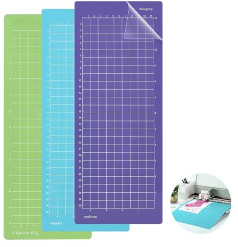 Cutting Mat for Cricut Joy, 3 Pcs 4.5 x 12 Non-Slip and Durable Cutting Mat (StandardGrip, LightGrip, StrongGrip), Adhesive Sticky Cutting Mats for Cricut Joy Accessories(Green, Blue, Purple)