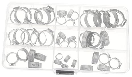 Cabilock 45stücke Schlauchklemmen Aus Edelstahl Schlauchschellen Crimp-quetsch-montagewerkzeugen Schlauchclips Für Befestigung Im Haushalt Auto Und Industrie