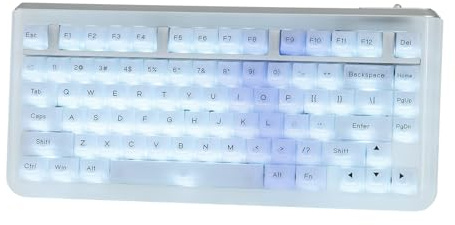 KiiBoom Jade75 75% Resin Molding Mechanical Keyboard, BT5.0/USB-C/2.4GHz | Wireless Gaming Keyboard for Windows/Mac/Linux, VIA Programmable, RGB Backlits, Hot-Swappable, CNC+UV Case (Clear)