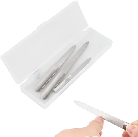 Culinavog 3 PCS Nail Files Metal, Professional Stainless Steel Manicure Files Double Sided for Women and Men Pointed, Washable Reusable Pedicure Manicure Accessories, for Nails, Foot, Hand