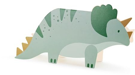 HIKIhooray Einladungskarten Dino Kindergeburtstag 6er Set – Triceratops Einladungen mit Umschlägen 18,5x9,4 cm – Einladungskarten für Jungen und Mädchen Party Mottoparty