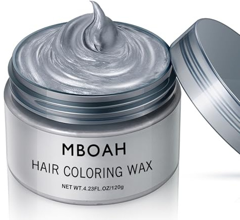 Temporäre Haarfarbe Wachs, Styling Haartone für Männer Frauen, Natürliche Frisur Pomade, Haarfärbemittel Wachs für Party, Cosplay & Halloween 120g (Grau, 120g)