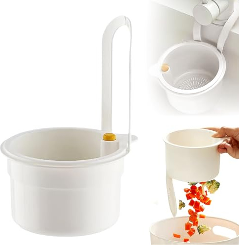 Colino per Lavello,Filtro per Rubinetto Sospeso Botón A Presión Cestello di Scarico In Plastica Scolapasta da Cucina per Lavabo, Organizer In Cucina (White)