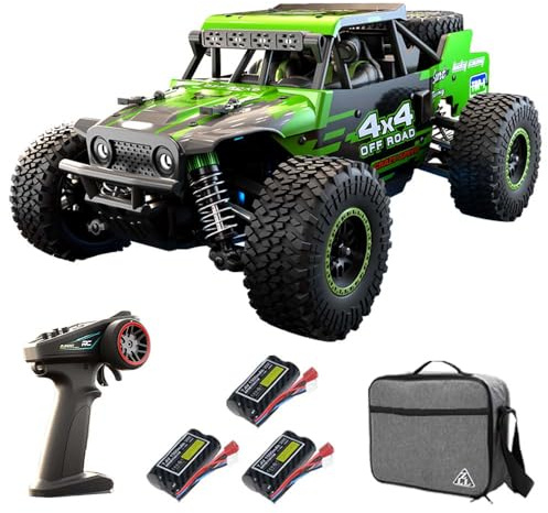 Teeggi Fjärrstyrd bil, 40 km/h, 1/20 RC hög hastighet, offroad drift, racerbil, 2,4 G kolborste motor 4WD Off Road Race Buggy för vuxna, 3 batterier, SG202PRO (grön)