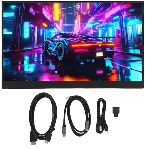 Jenngaoo Schermo Portatile 15,6 Pollici, Display HDR Ultra Sottile 1920x1080 HD con Doppio USB Type-C e Supporto Integrato, Monitor Esterno Portatile per PC, Laptop, Smartphone, Co