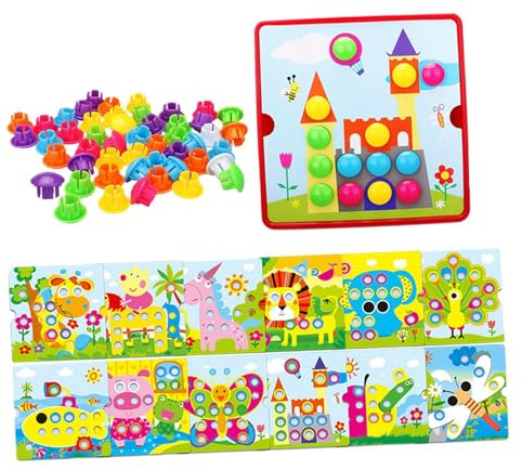 AMSLSIU Pilznagel Puzzle Bastelset zum Farbabgleich für Kinder – Fördert Kreativität und Für Fantasie mit sicherem Mosaik Steckspiel – Lernspielzeug für Kleinkinder