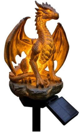 Drachen Figuren Garten, Drache Gartenfiguren für Draußen Wetterfest, Drach Garten Deko, Dragon Statue Gartendeko für Außen, Halloween Deko Outdoor Gartendeko Figuren (1 Stück Drach)
