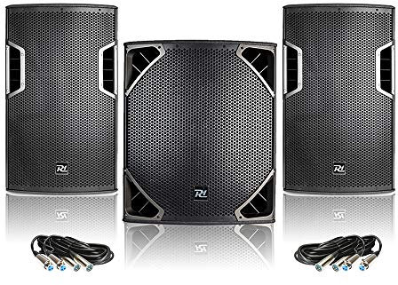 Power Dynamics PD PD612A 12 Active PA Speaker System with PD615SA 15 Subwoofer, Professional Bi-Amplified 1300W Sound Setup for DJs, Clubs & Live Stage Performances Complete PA System Bundle